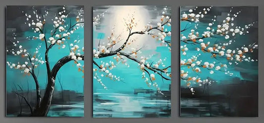 3pc Tree with white flowers. Each section is 30x40cm