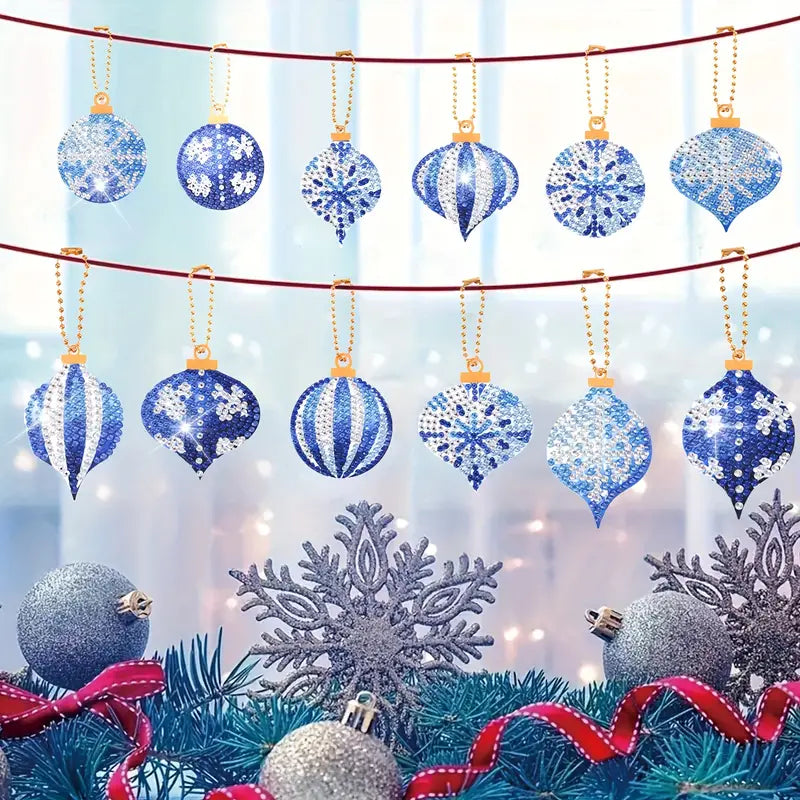 Ornaments - blue and white - 12pc