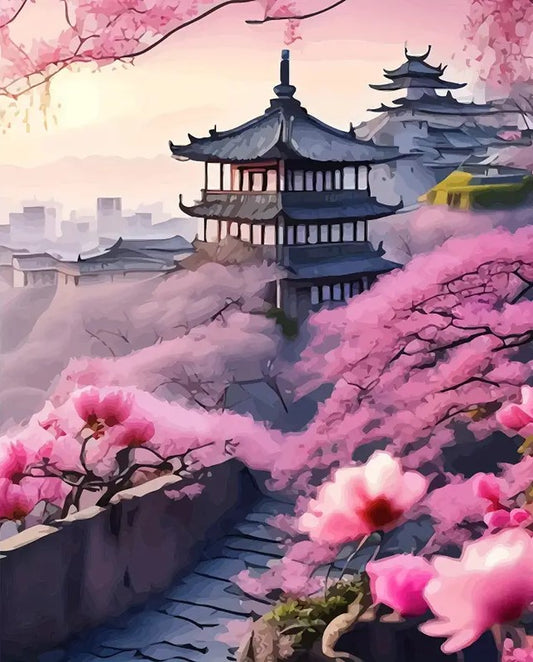 PAINT BY NUMBERS - Pink flower scenery