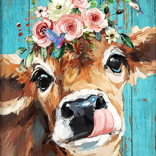 PBN Cow wearing flowers