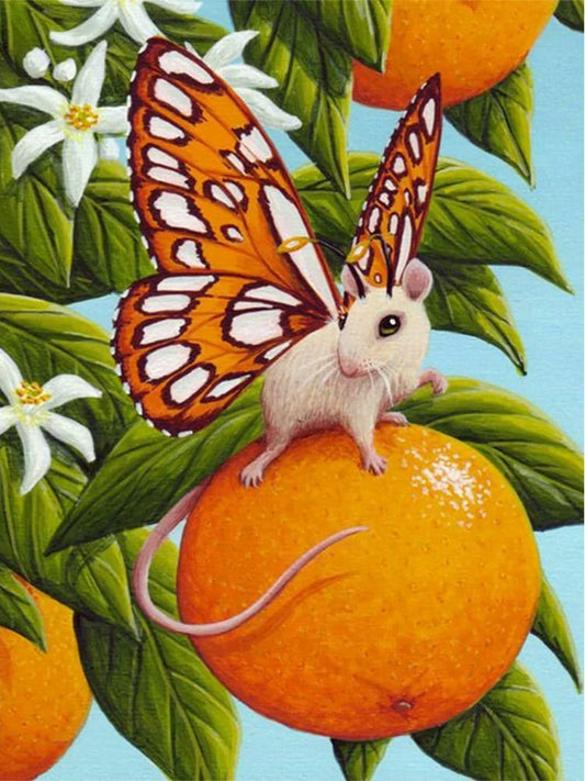 Butterfly mouse on orange