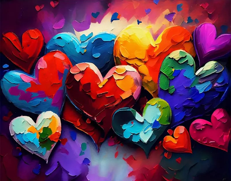 PBN Colourful Hearts