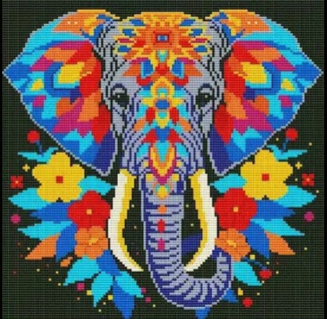 CROSS-STITCH Colourful Elephant