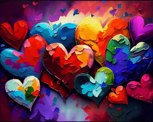 PBN Colourful Hearts