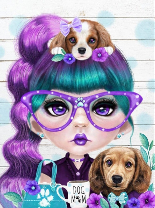 Purple hair girl with purple glasses