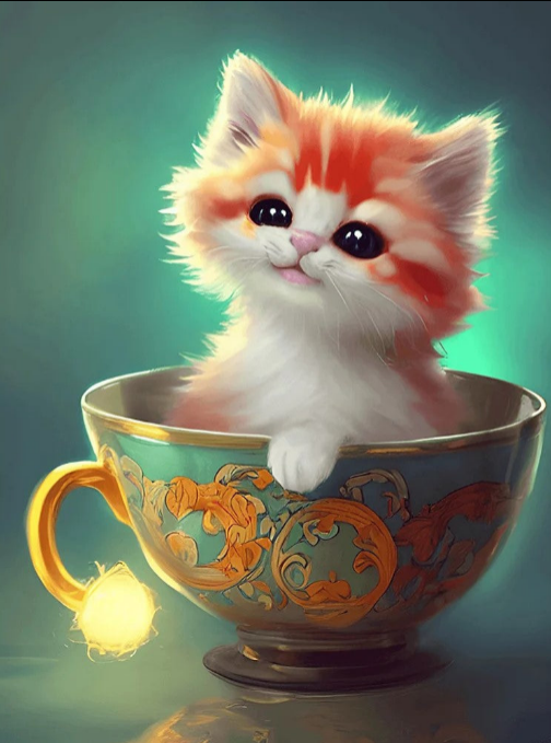 Kitten in teacup