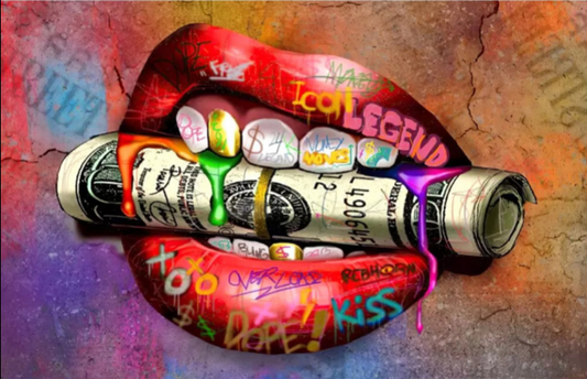 Lips with roll of cash Diamond Dot