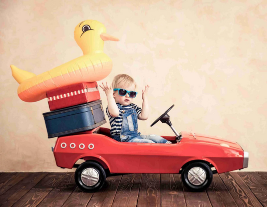 Child in red toy car Diamond Dot