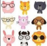 STICKERS - Animals wearing glasses