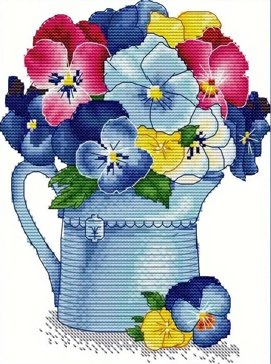 CROSS-STITCH Jug with flowers