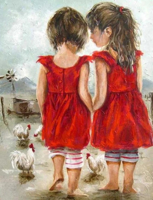 Little Girls In Red walking