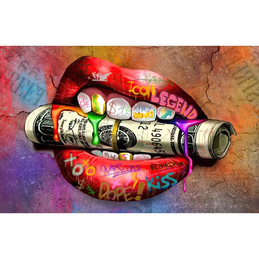 Lips with roll of cash Diamond Dot